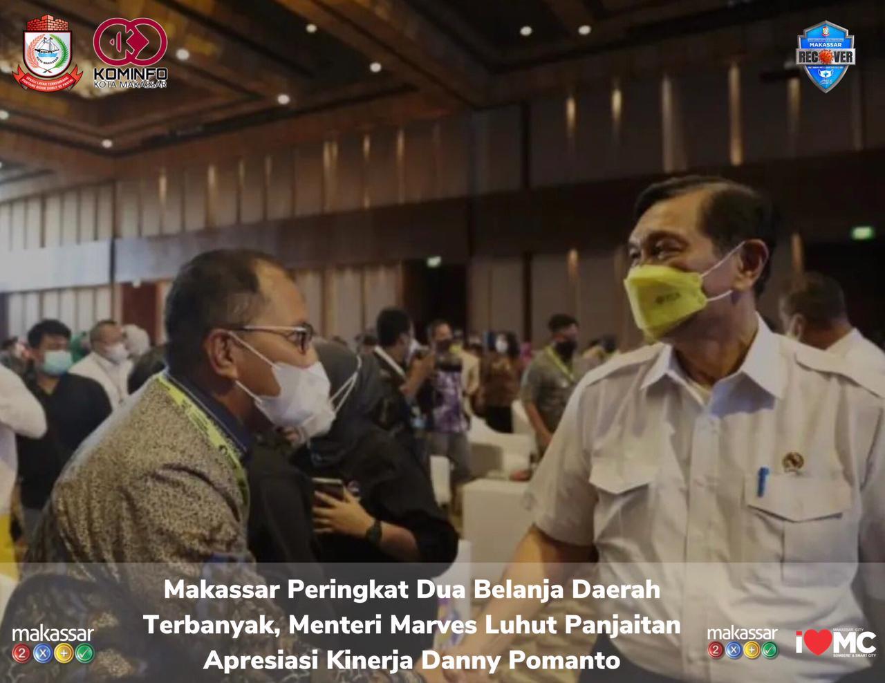 Makassar Peringkat Dua Belanja Daerah Terbanyak, Menteri Marves Luhut Panjaitan Apresiasi Kinerja Danny Pomanto