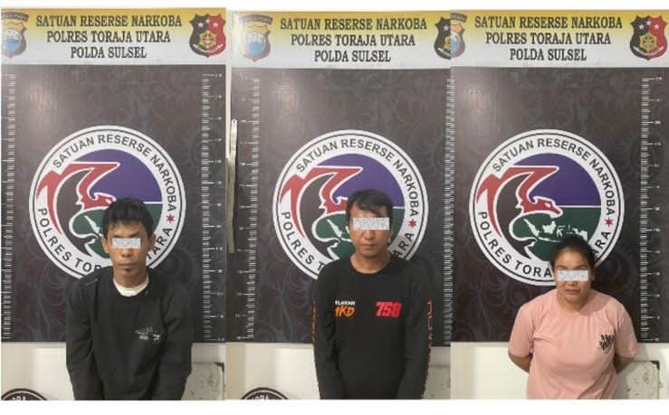 Satresnarkoba Polres Toraja Utara Kembali Mengamankan 3 Pelaku Penyalahgunaan Narkotika Jenis Sabu