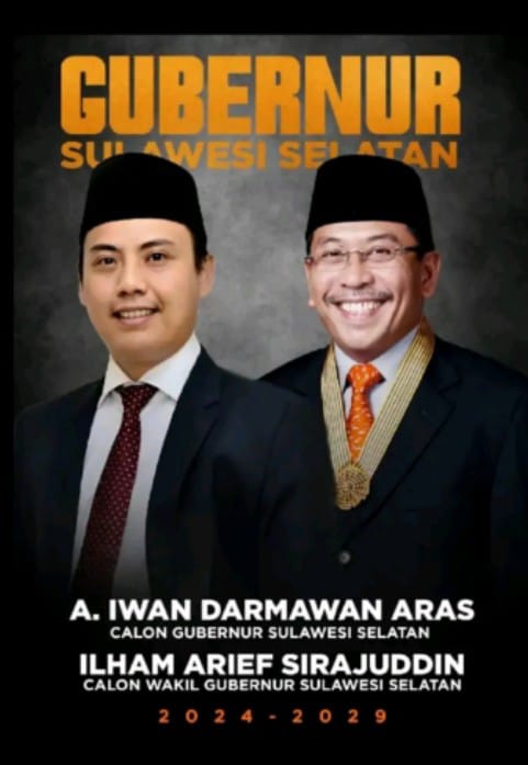 Flyer Andi Iwan Darmawan Aras (AIA) bersama Ilham Arief Sirajuddin (IAS) beredar di WhatsApp Grup sebagai pasangan calon gubernur Sulsel. (Ist)