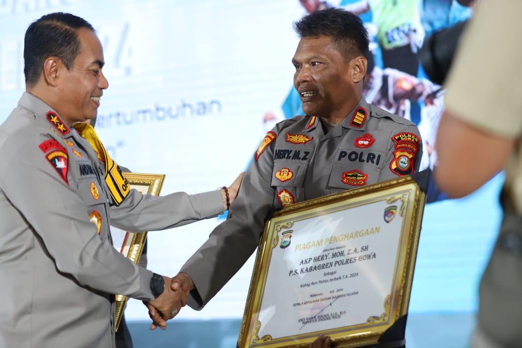 Kapolres Gowa Terima Piagam Penghargaan Terbanyak di Musrenbang Polda Sulsel 2024