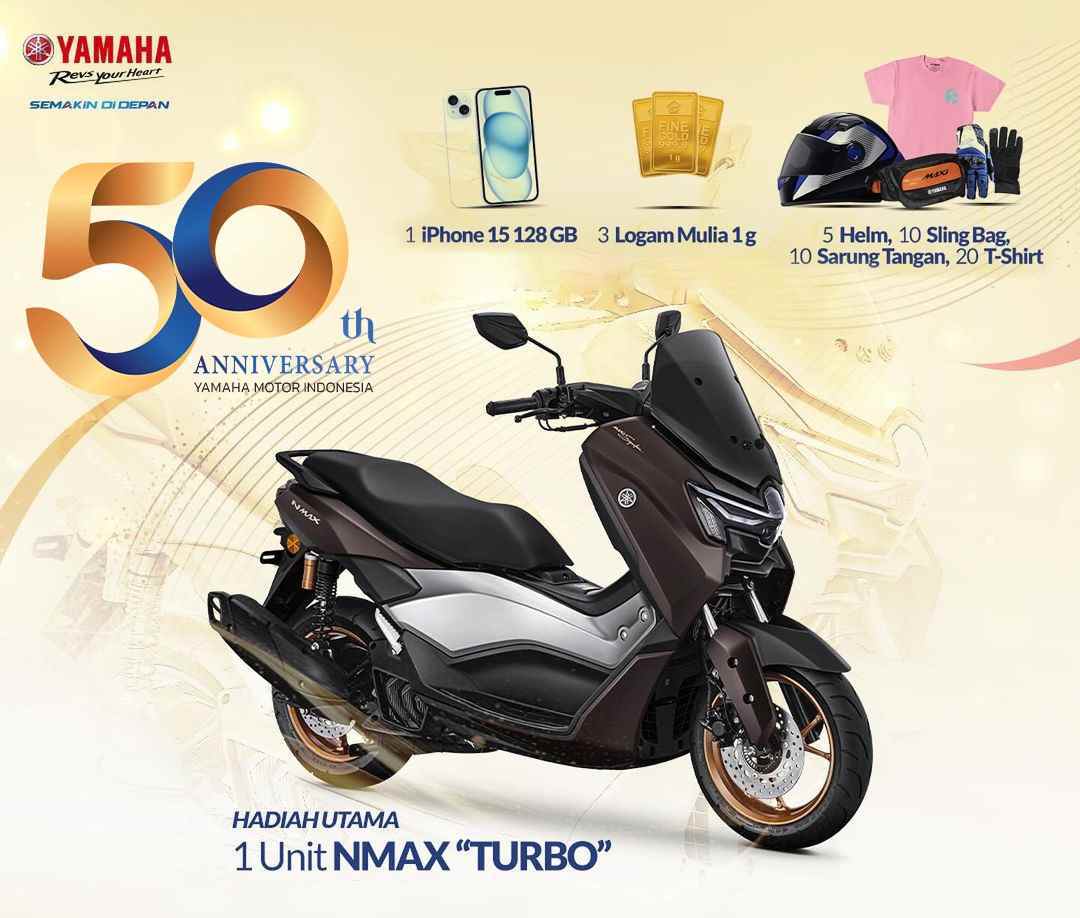 Yamaha 50th Anniversary Dapatkan Hadiah Menarik Hingga Skutik NMAX TURBO