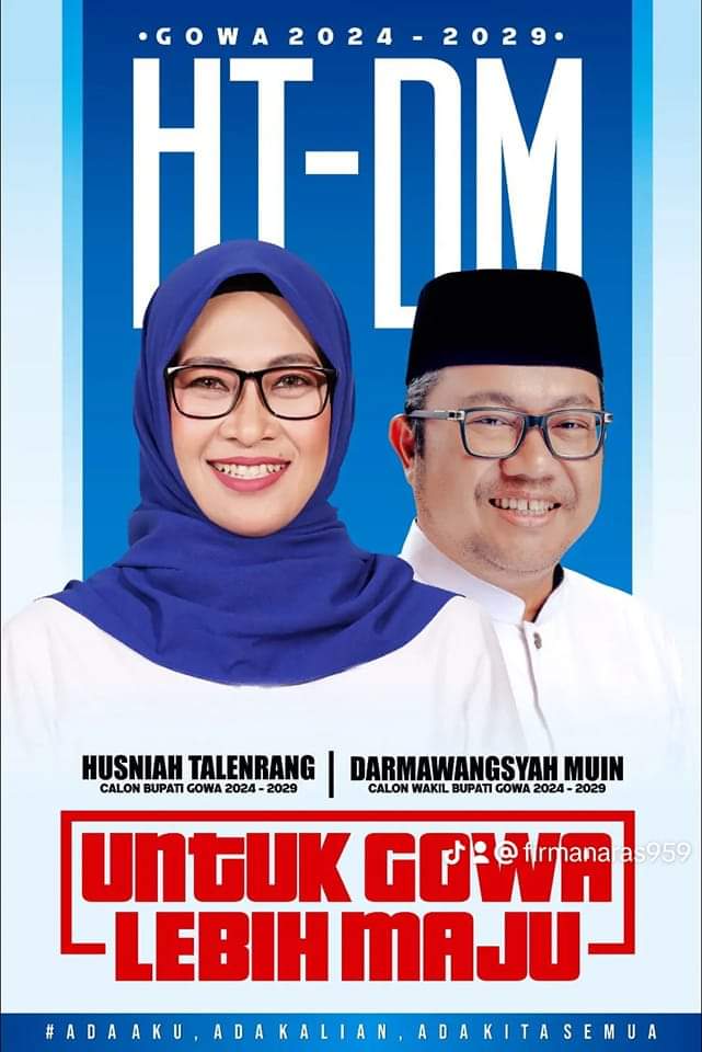 Husniah Talenrang bersama Darmawangsa Muin sebagai Calon Bupati dan Wakil Bupati Gowa. (Ist)