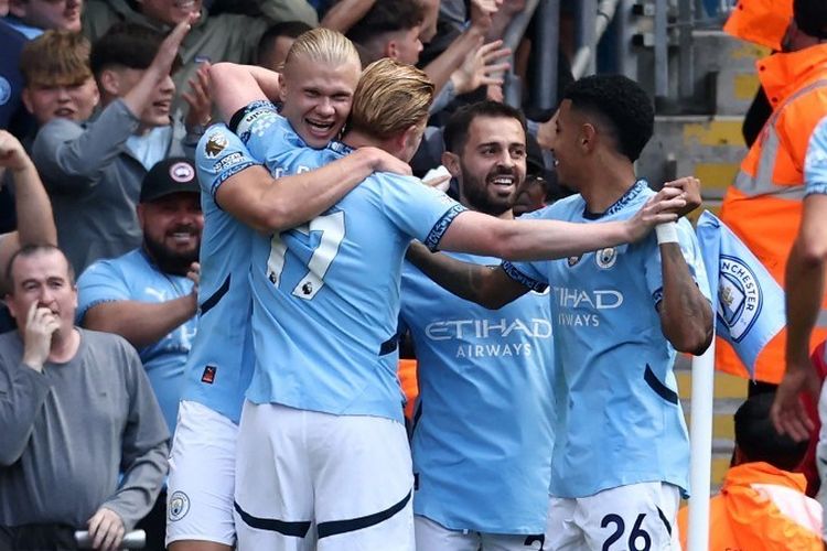 Manchester City Saat Merayakan Selebrasi Gol Saat Melawan Ipswich Town