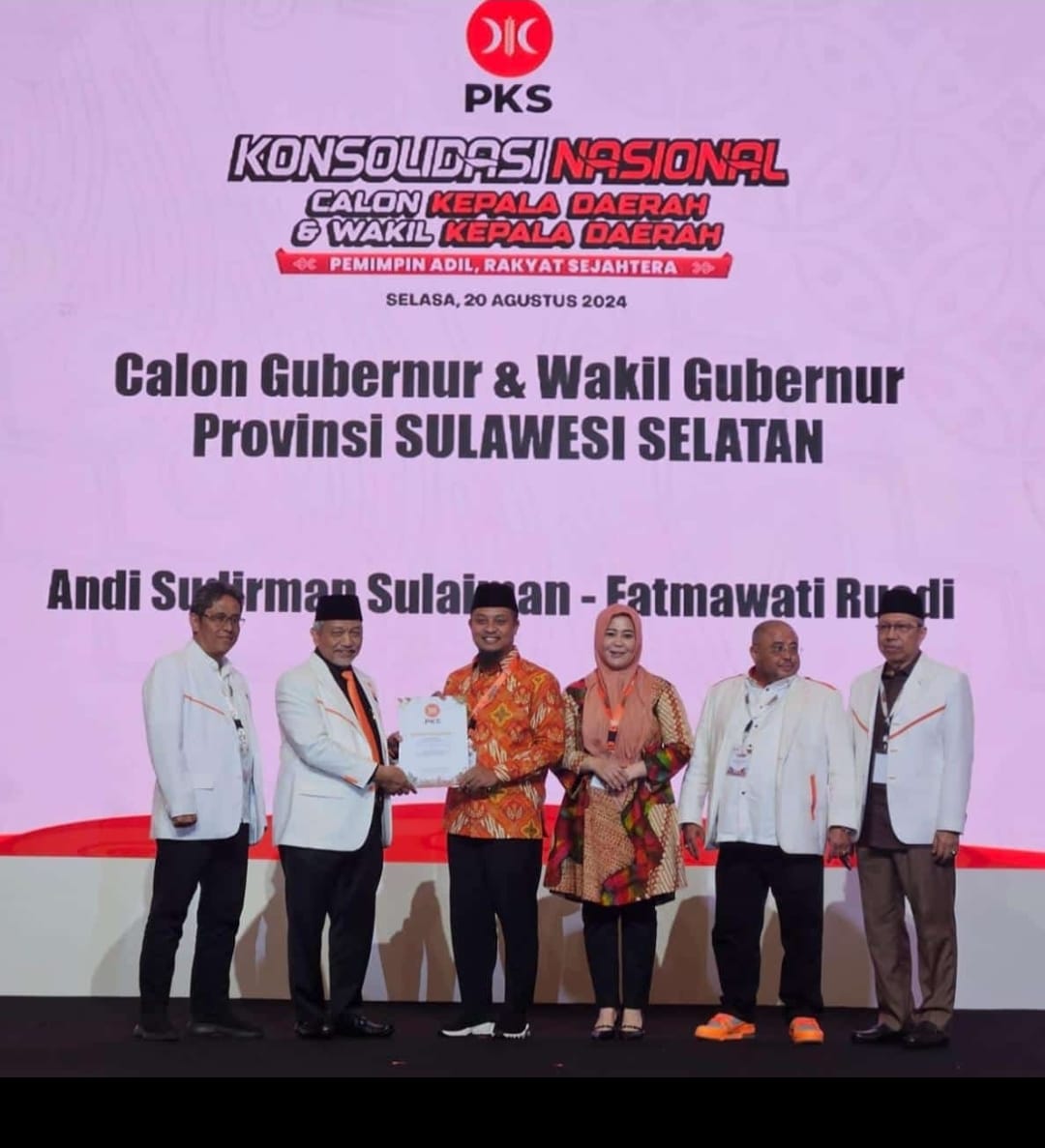 Pilgub Sulsel: Andi Sudirman Sulaiman-Fatmawati Rusdi Terima B1-KWK PKS