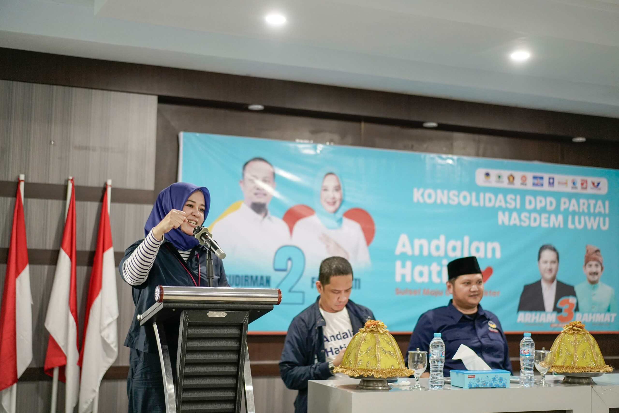 Calon Wakil Gubernur Sulsel Fatmawati Rusdi Saat Konsolidasi DPD Partai NasDem Deklarasi Arham-Rahmat di Pilkada Luwu