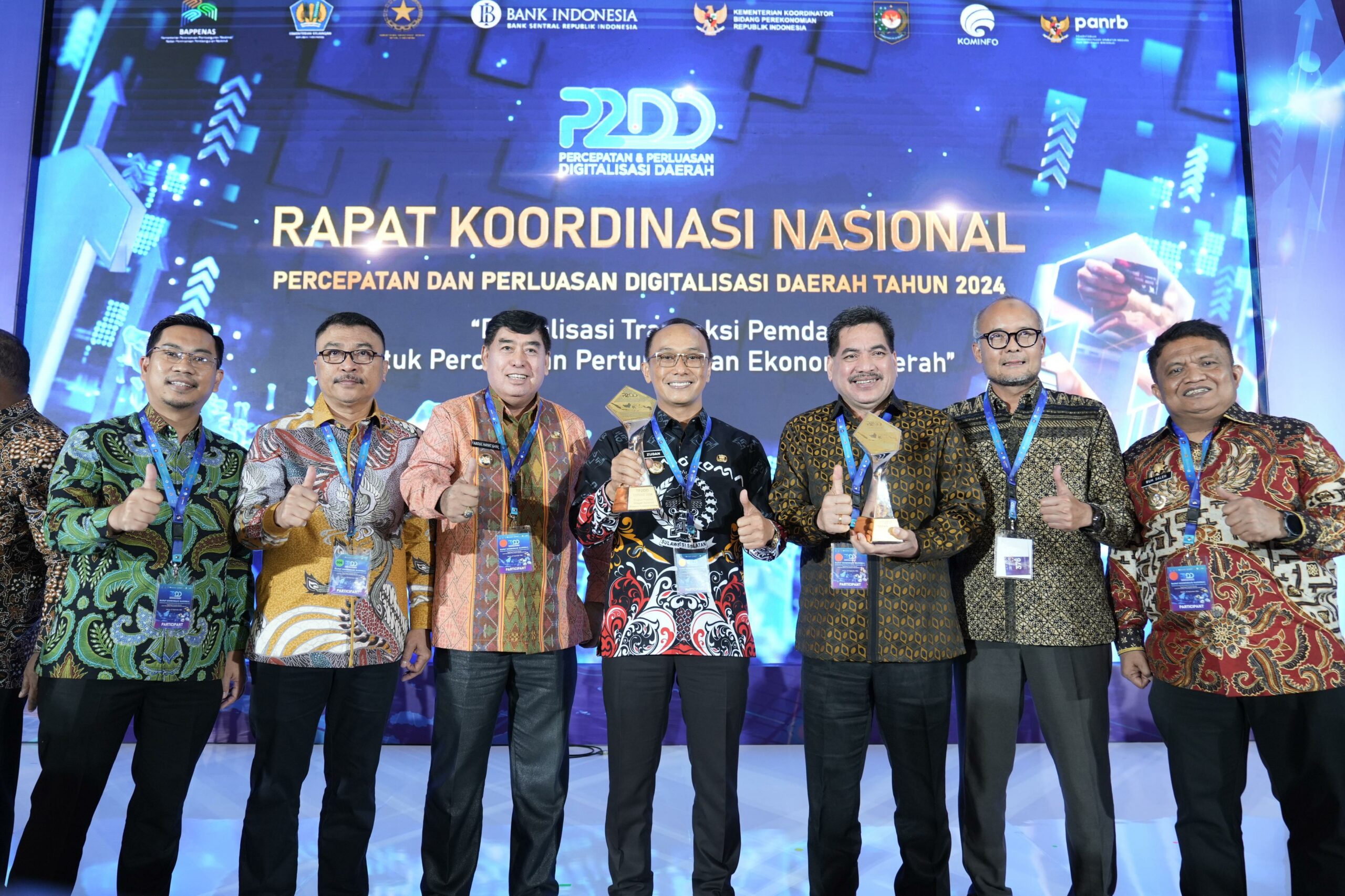 PJ Gubernur Sulsel Terima Penghargaan Championship Tim Percepatan dan Perluasan Digitalisasi Daerah (TP2DD) Tahun 2024 Kategori Pulau Sulawesi