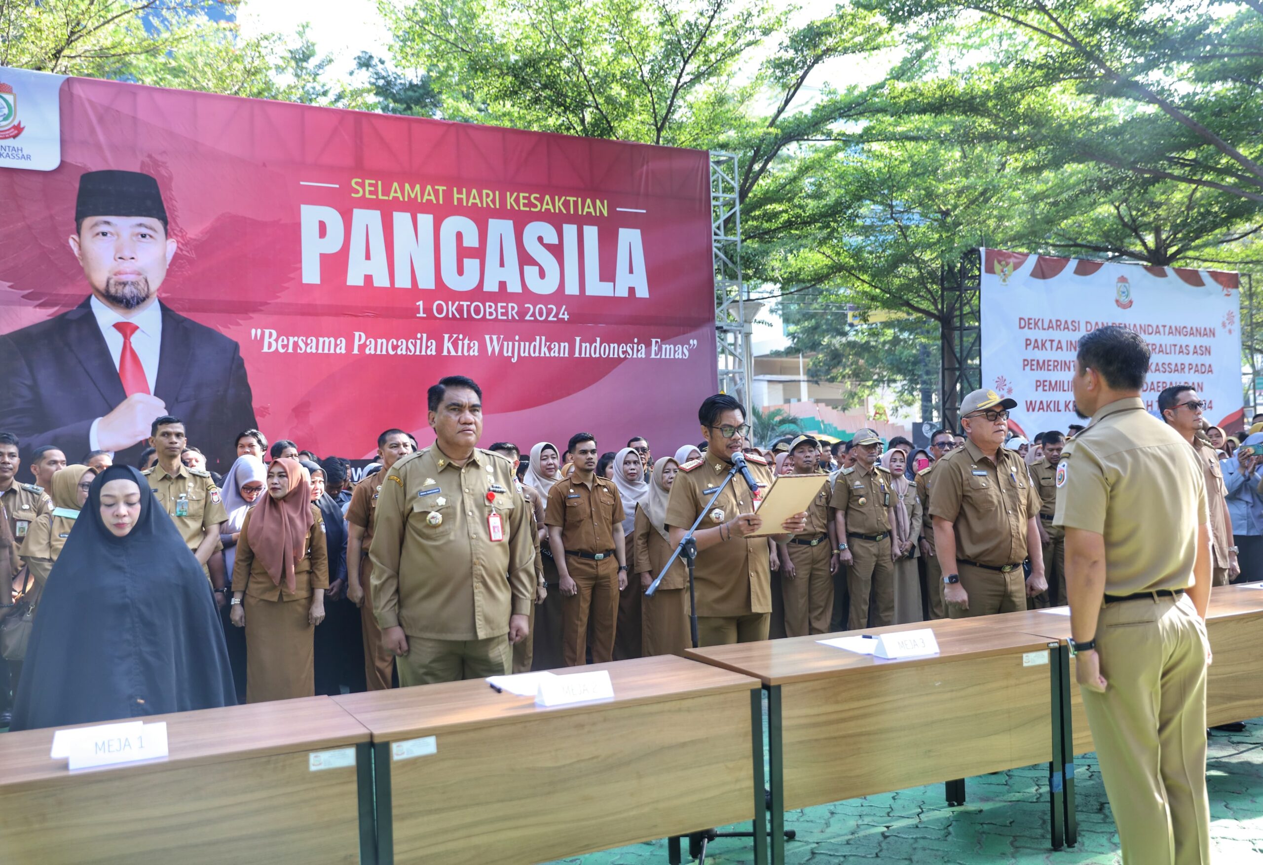 Pj Sekda Deklarasi dan Tandatangani Pakta Netralitas ASN Pemkot Makassar