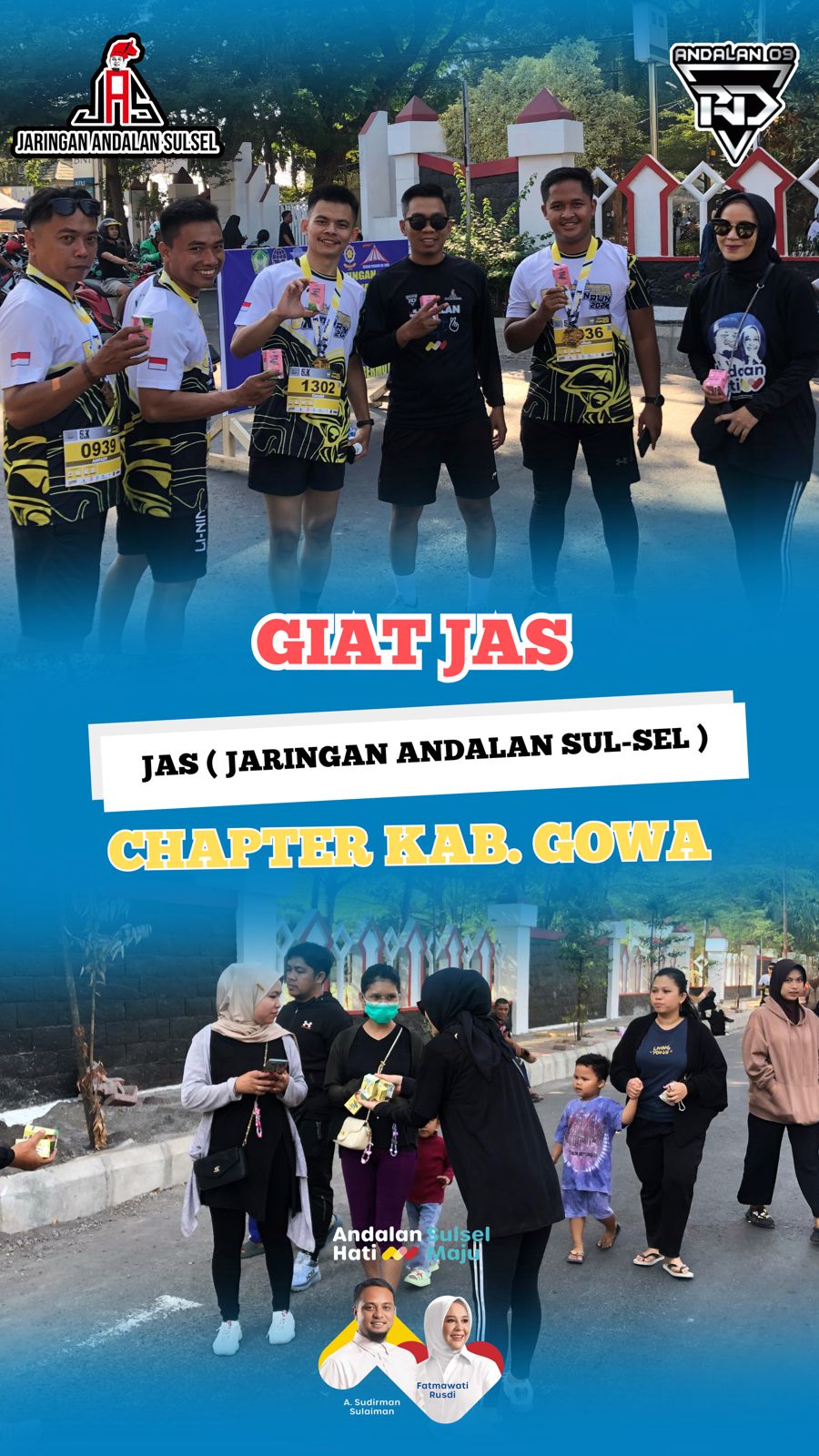 Relawan Jaringan Andalan Sulsel Bagikan Susu Gratis di CFD Gowa