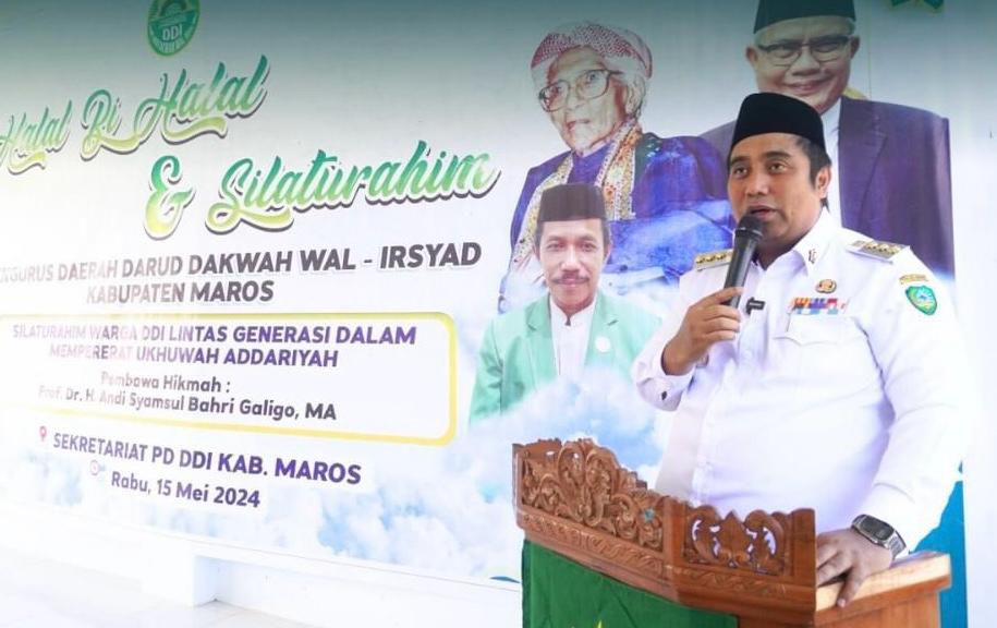Bupati Maros Hadiri Acara Halal Bihalal Pengurus Daerah DDI Kabupaten Maros