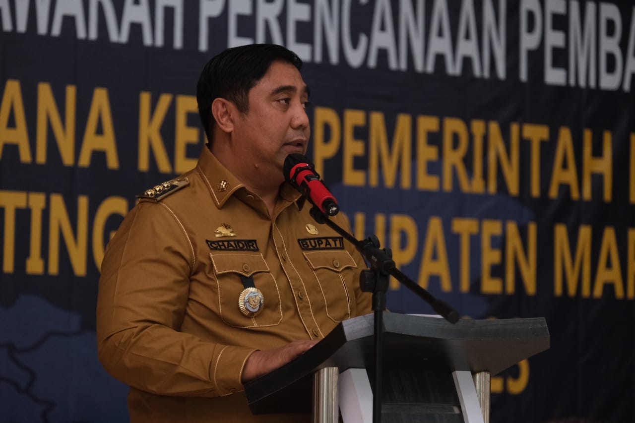 Bupati Maros Saat Berbicara Dalam Kegiatan Agenda Musyawarah Perencanaan Pembangunan Rencana Kerja Pemerintah Daerah Tingkat Kabupaten Maros Tahun 2023