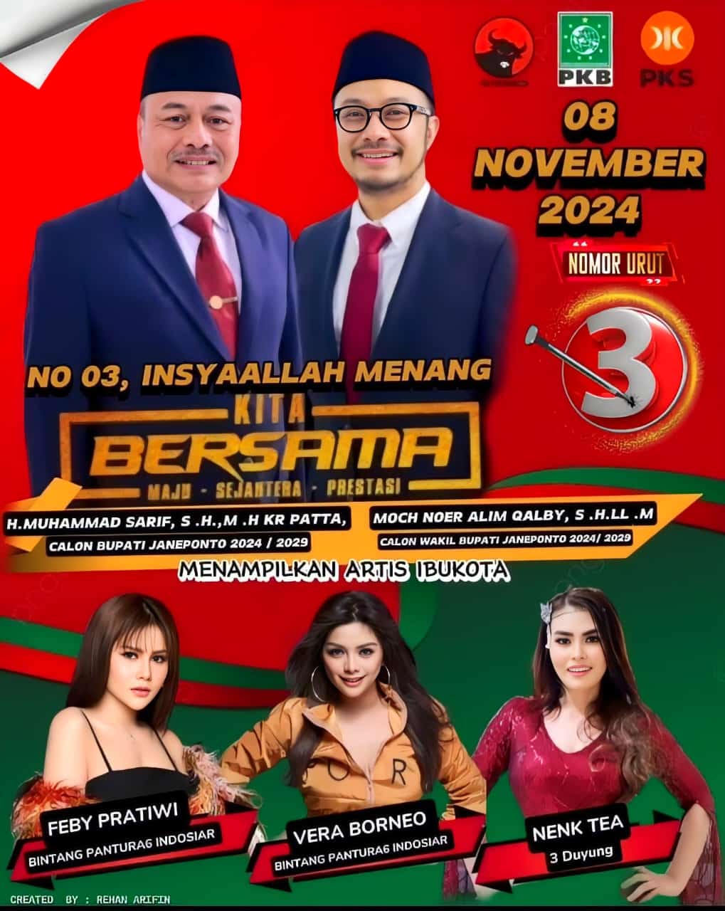 Kampanye Dialogis Sarif-Qalby di Bangkala, Hadirkan Artis Ibukota Bintang Pantura