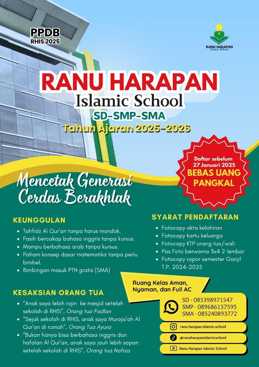RHIS Buka Pendaftaran Siswa Baru Bebas Bayar Uang Pangkal