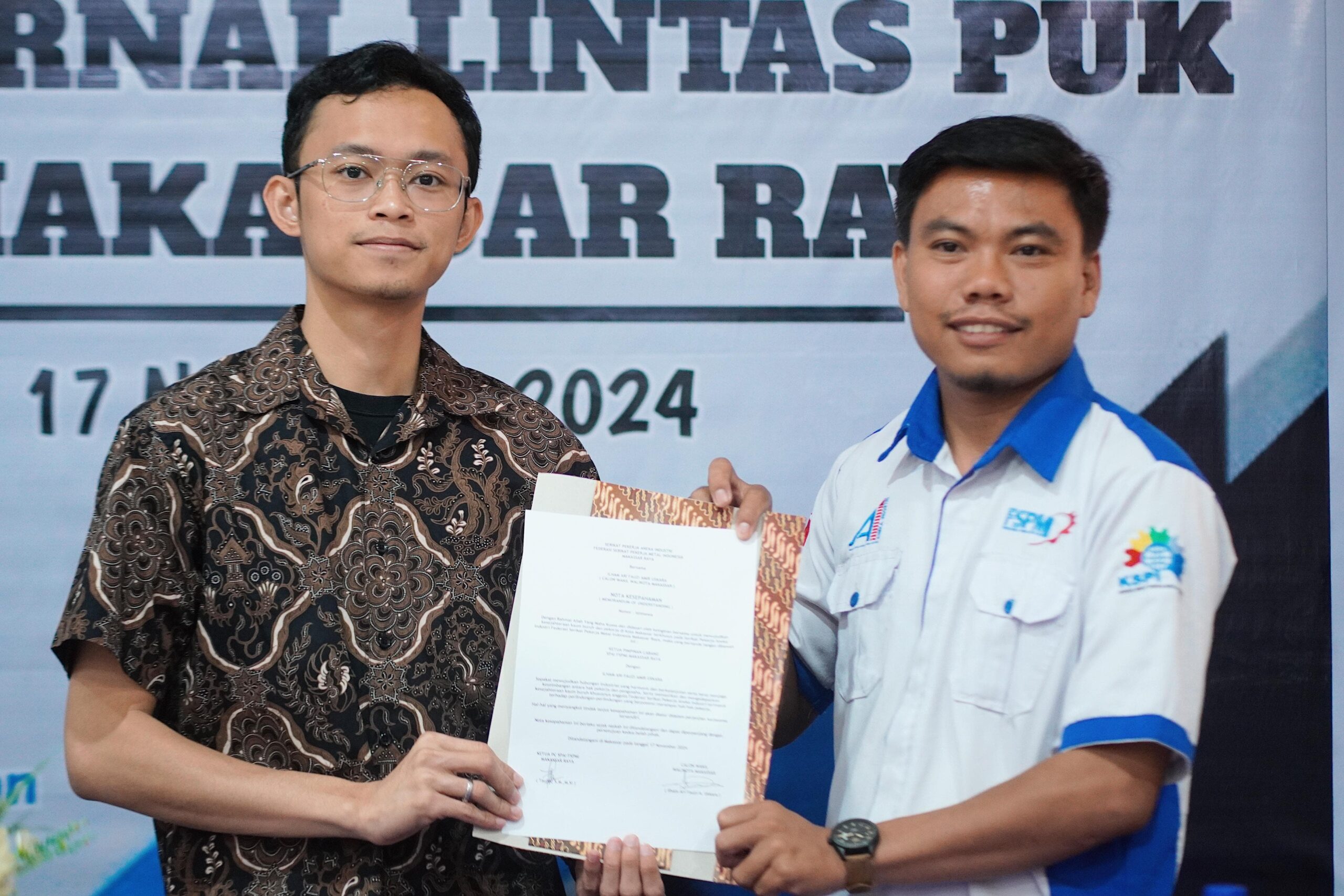 Teken MoU dengan Ilham Fauzi, FSPMI Makassar Siap Menangkan Paslon INIMI