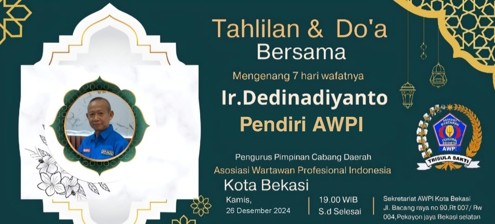AWPI Bekasi Gelar Doa Bersama Kenang Wafatnya Dedinadiyanto