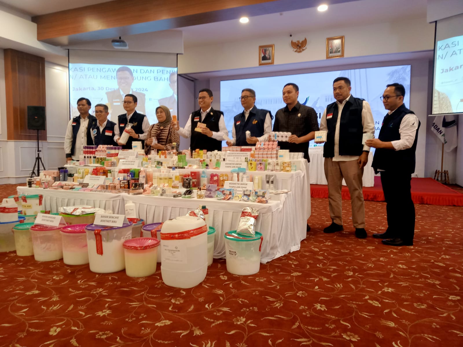 BPOM Gelar Konferensi Pers Soal Hasil Intensifikasi Pengawasan Dan Operasi Penindakan Terhadap Kegiatan Produksi dan Peredaran Kosmetik Impor Ilegal dan/atau Mengandung Bahan Berbahaya