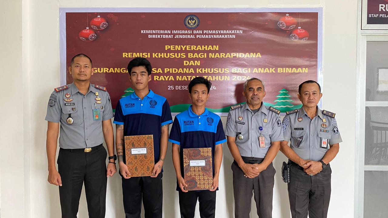Rutan Jeneponto Berikan Remisi Khusus Natal 2 Warga Binaan