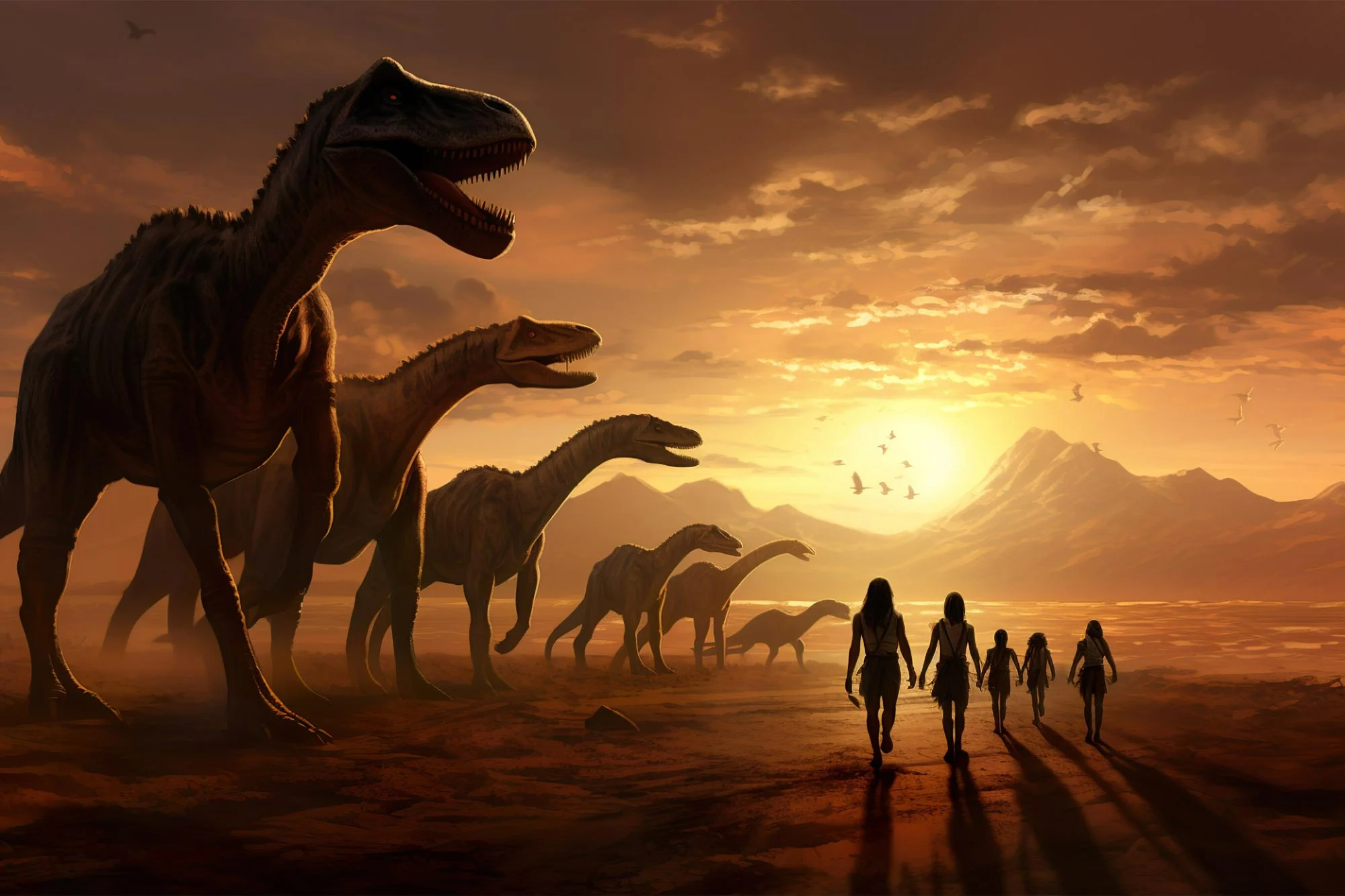Ilustrasi Manusia dan Dinosaurus