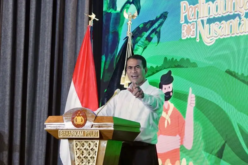 Menteri Pertanian Andi Amran Sulaiman dalam Rapat Kerja Teknis (Rakernis) Badan Pemeliharaan Keamanan (Baharkam) Polri