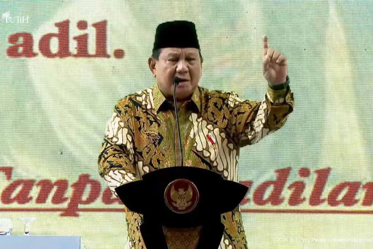 Presiden RI Prabowo Subianto Saat Berpidato Dalam Pembukaan Sidang Tanwir dan Milad Ke-112 Muhammadiyah