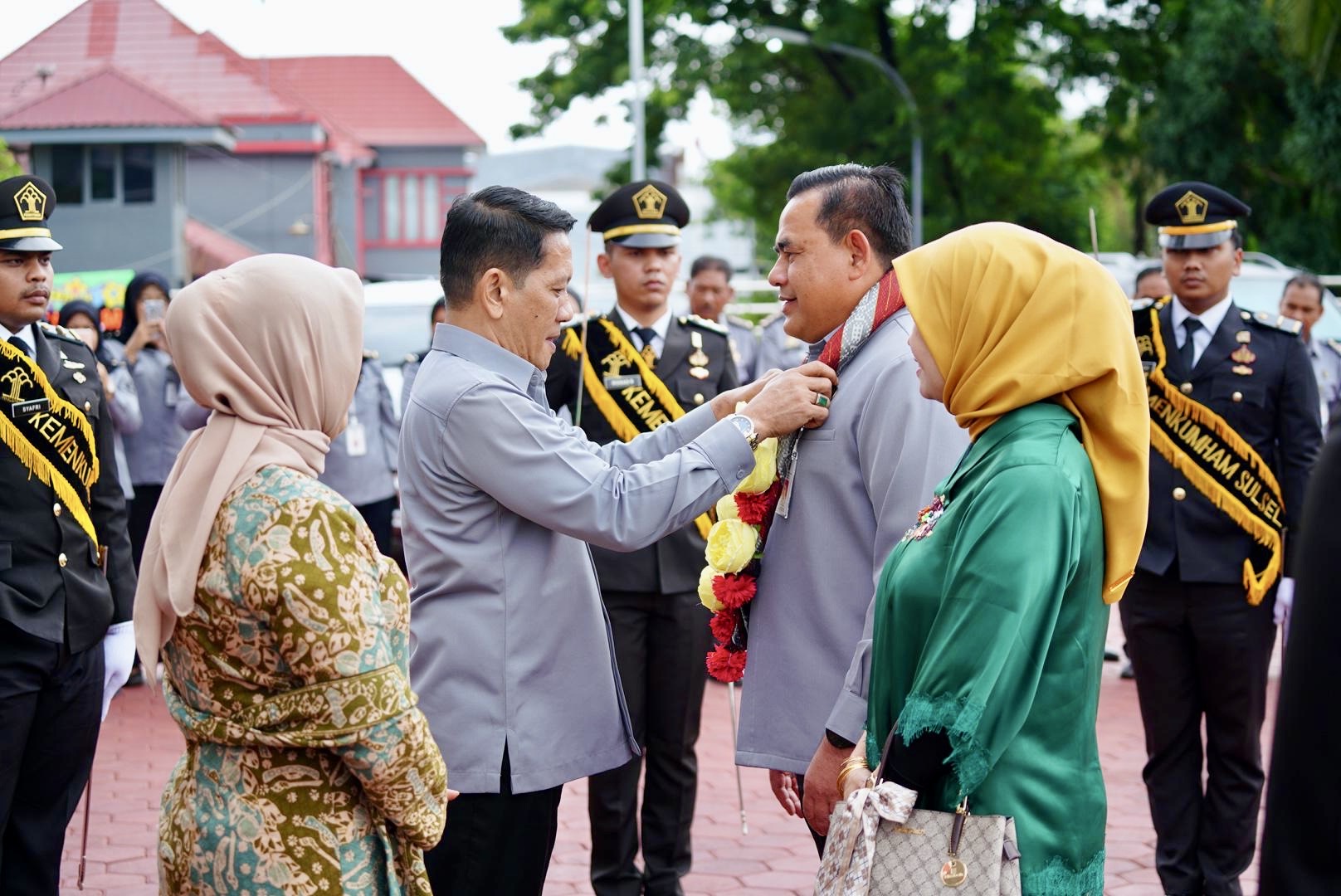 Kanwil Kemenkumham Sulsel Gelar Penyambutan dan Pengantar Tugas Pimpinan Tinggi Kanwil Sulsel