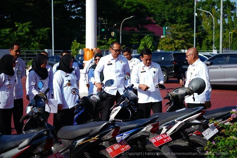 Kanwil Kemenkum Sulsel Gelar Apel Kendaraan Dinas