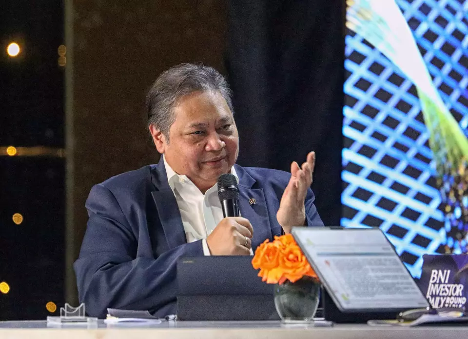 Menteri Koordinator Bidang Perekonomian Airlangga Hartarto Saat Berbicara Dalam Acara BNI Investor Daily Round Table dan BNI Direct Appreciation Night 2024