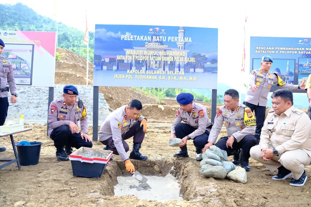 Kapolda Sulsel Groundbreaking Pembangunan Masjid di Mako Brimob Tiromanda Luwu
