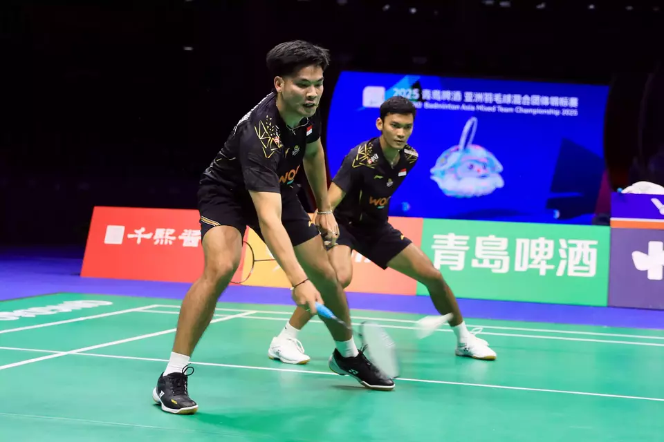 Pasangan Ganda Putra Indonesia Muhammad Shohibul Fikri Daniel Marthin