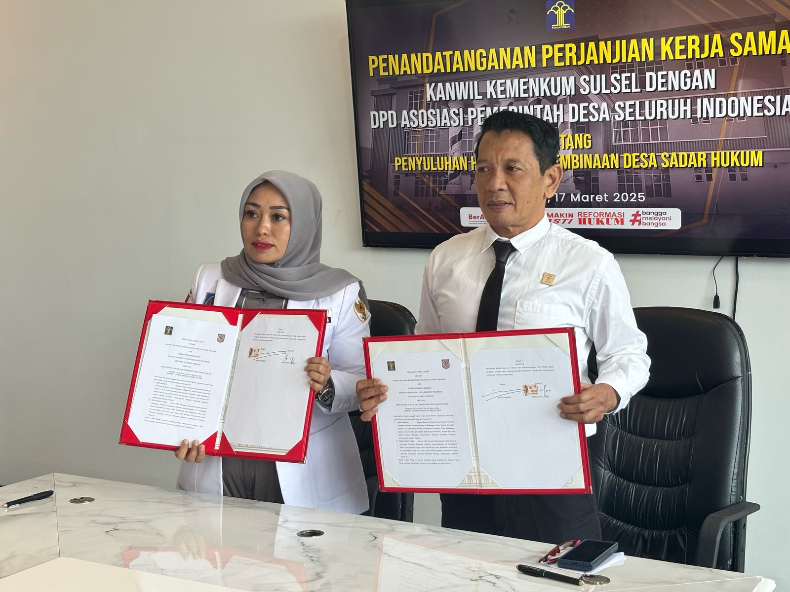 Apdesi dan Kemenkum Sulsel Teken MoU Perkuat Perdes Kopdes MP dan Desa Sadar Hukum