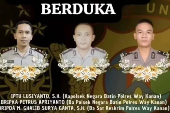 3 Polisi Lampung Tewas Ditembak, Kapolri Beri Kenaikan Pangkat