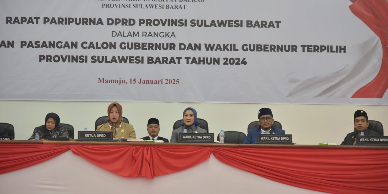 Rapat Paripurna DPRD Prov sULBAR dalam rangka Pengumuman Pasangan Calon Gubernur dan Wakil gubernur dan wakil Gubernur terpilih Provinsi Sulawesi Barat Tahun 2024 15 Jan 2025 3 1280x640