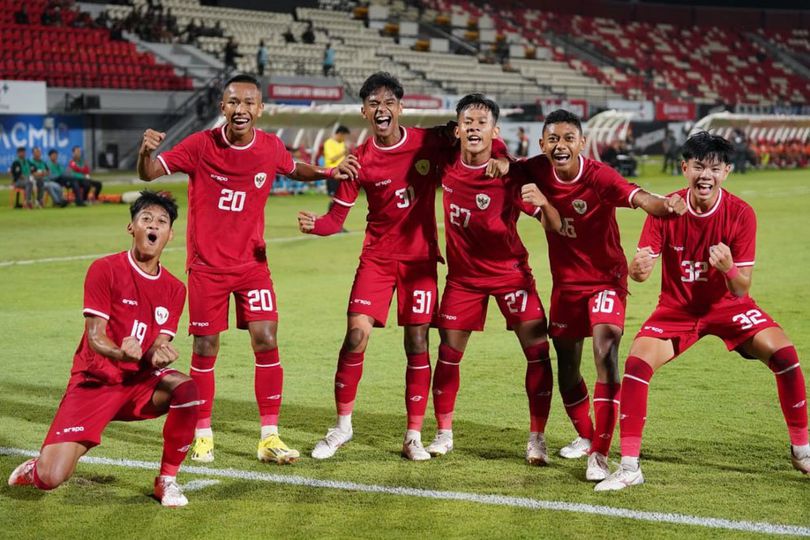 Timnas Indonesia U 17 Merayakan Gol Saat Melawan India