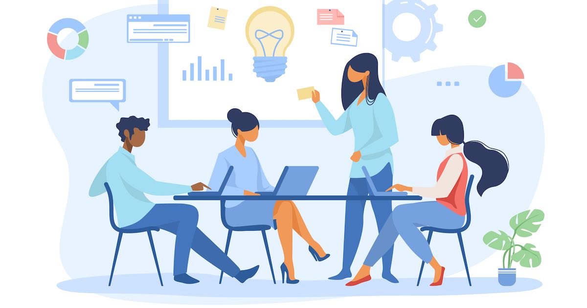 Business team discussing ideas for startup