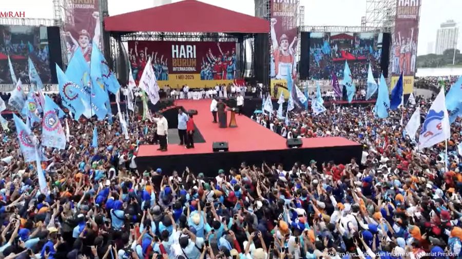 Presiden Prabowo Saat Menghadiri Peringatan Hari Buruh Internasional