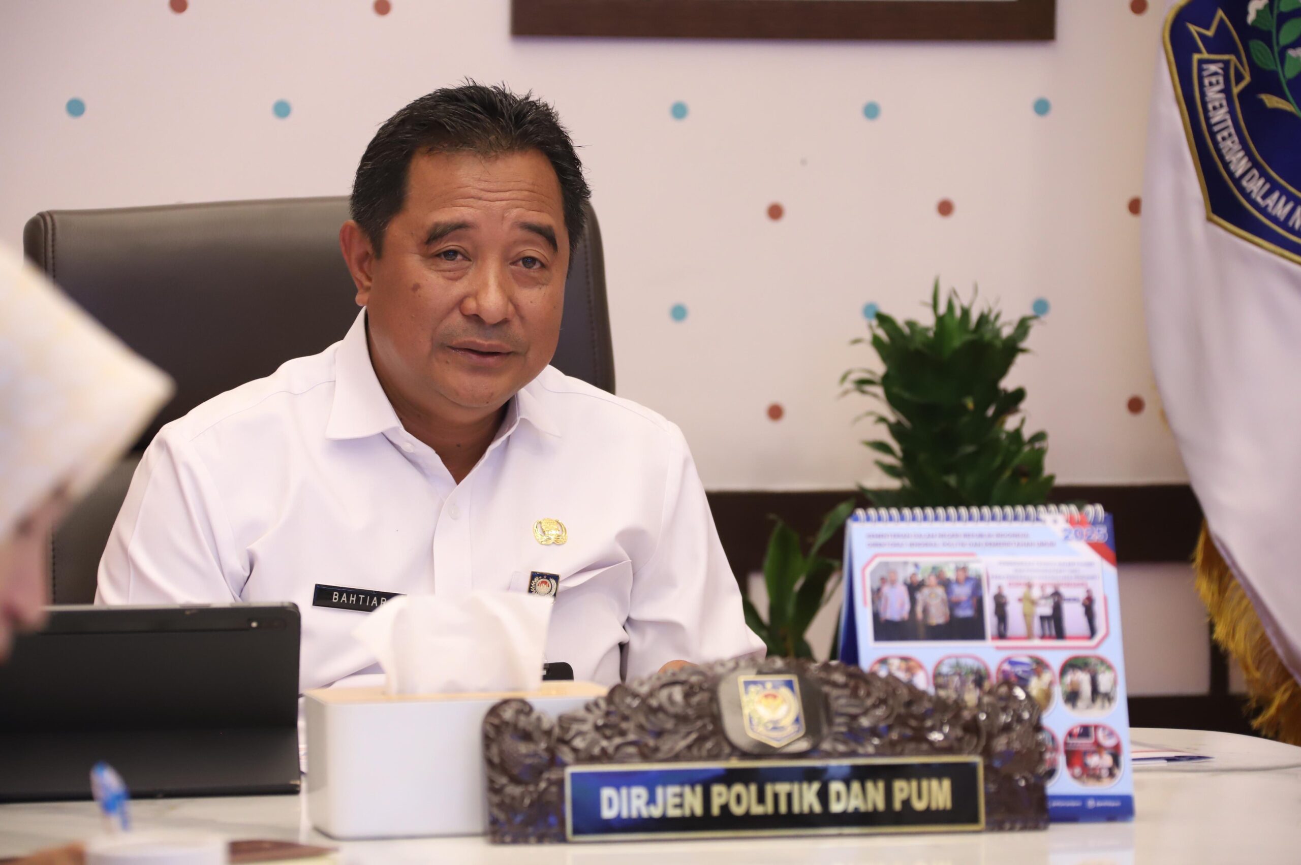 Direktur Jenderal (Dirjen) Politik dan Pemerintahan Umum (Polpum) Kementerian Dalam Negeri (Kemendagri), Bahtiar Baharuddin