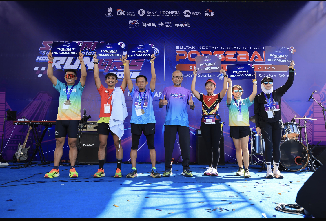 QRIS Run 2025: BMPD dan BI Sulsel Serahkan 1.000 Bibit Pohon di Makassar