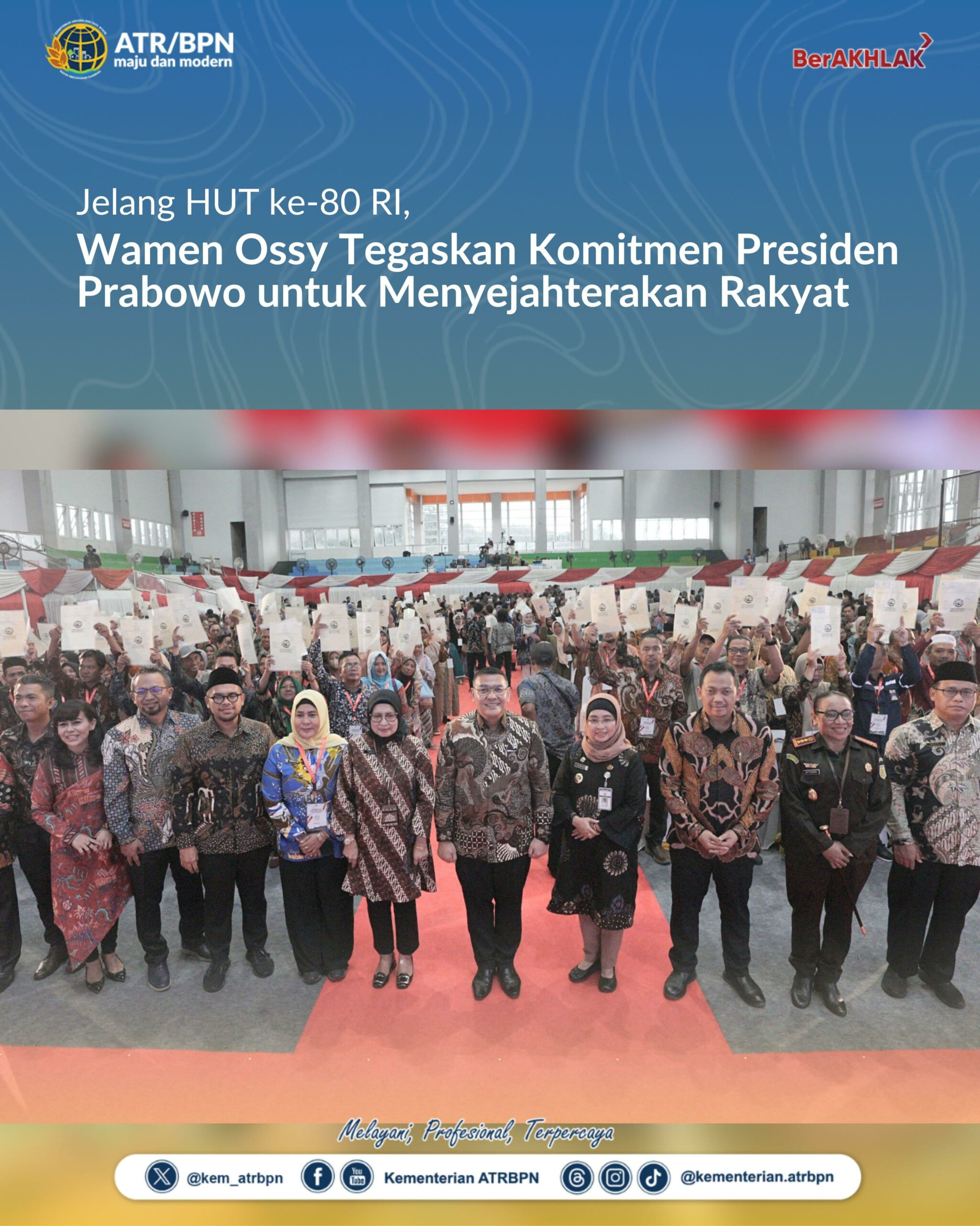Jelang HUT ke-80 RI, Wamen Ossy Tegaskan Komitmen Presiden Prabowo untuk Sejahterakan Rakyat