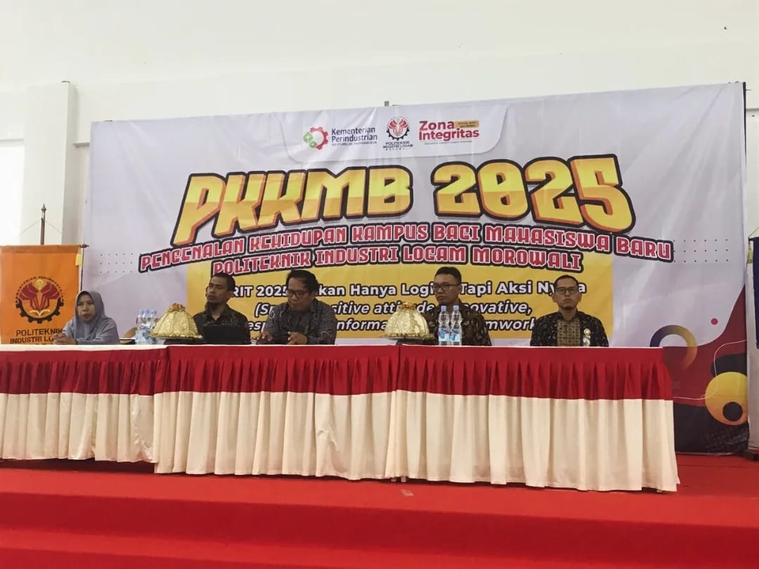 Politeknik Industri Logam Morowali (PILM) Menggelar Kegiatan Pengenalan Kehidupan Kampus Bagi Mahasiswa Baru (PKKMB) di Auditorium Kampus PILM, Desa Padabaho, Kecamatan Bahodopi, Kabupaten Morowali, Senin (11/8/2025).