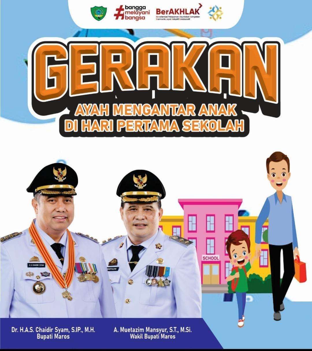 Pemkab Maros Canangkan Program 'Hari Pertama Sekolah Bersama Ayah'