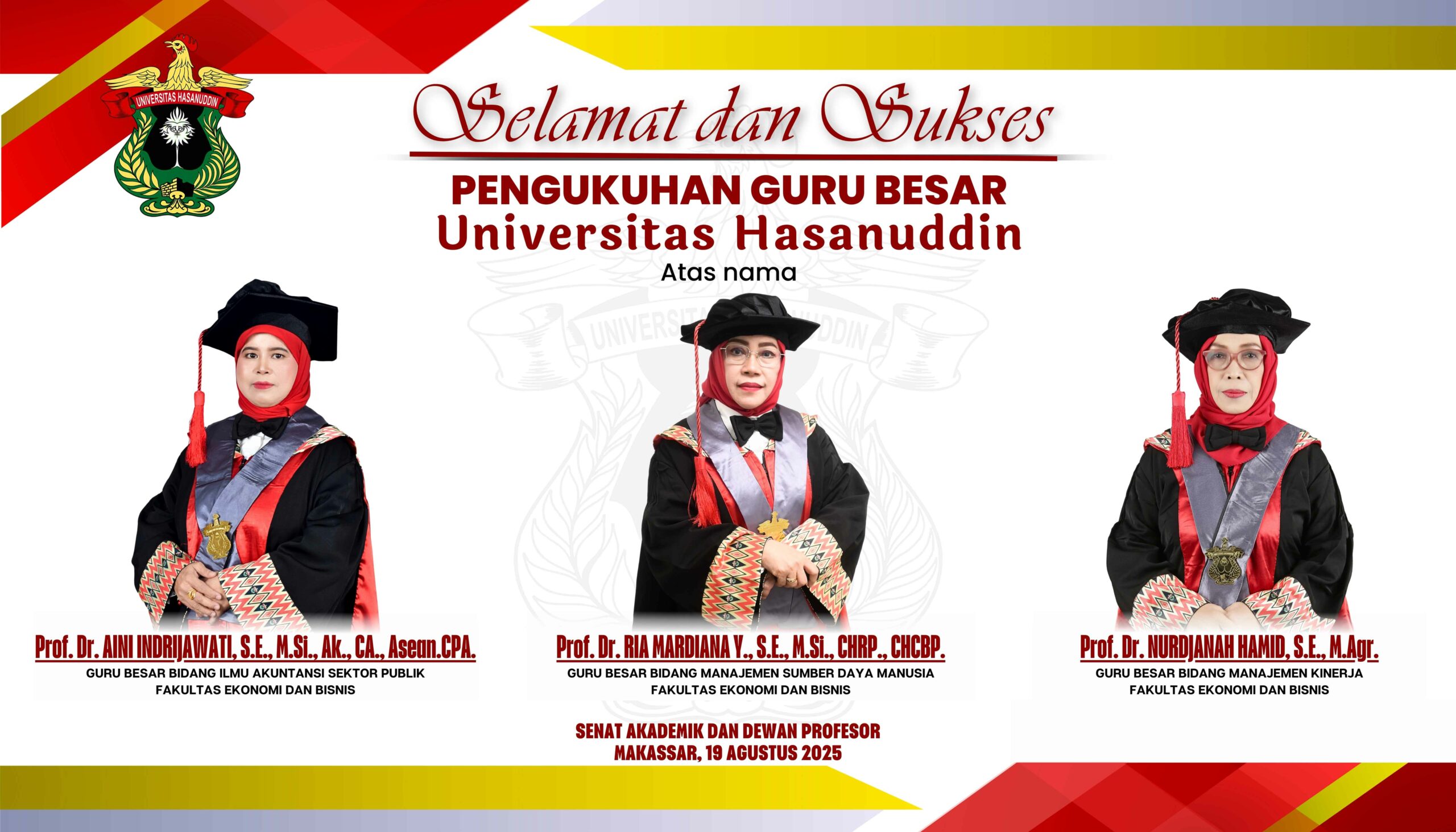 Pengukuhan Tiga Guru Besar Universitas Hasanuddin