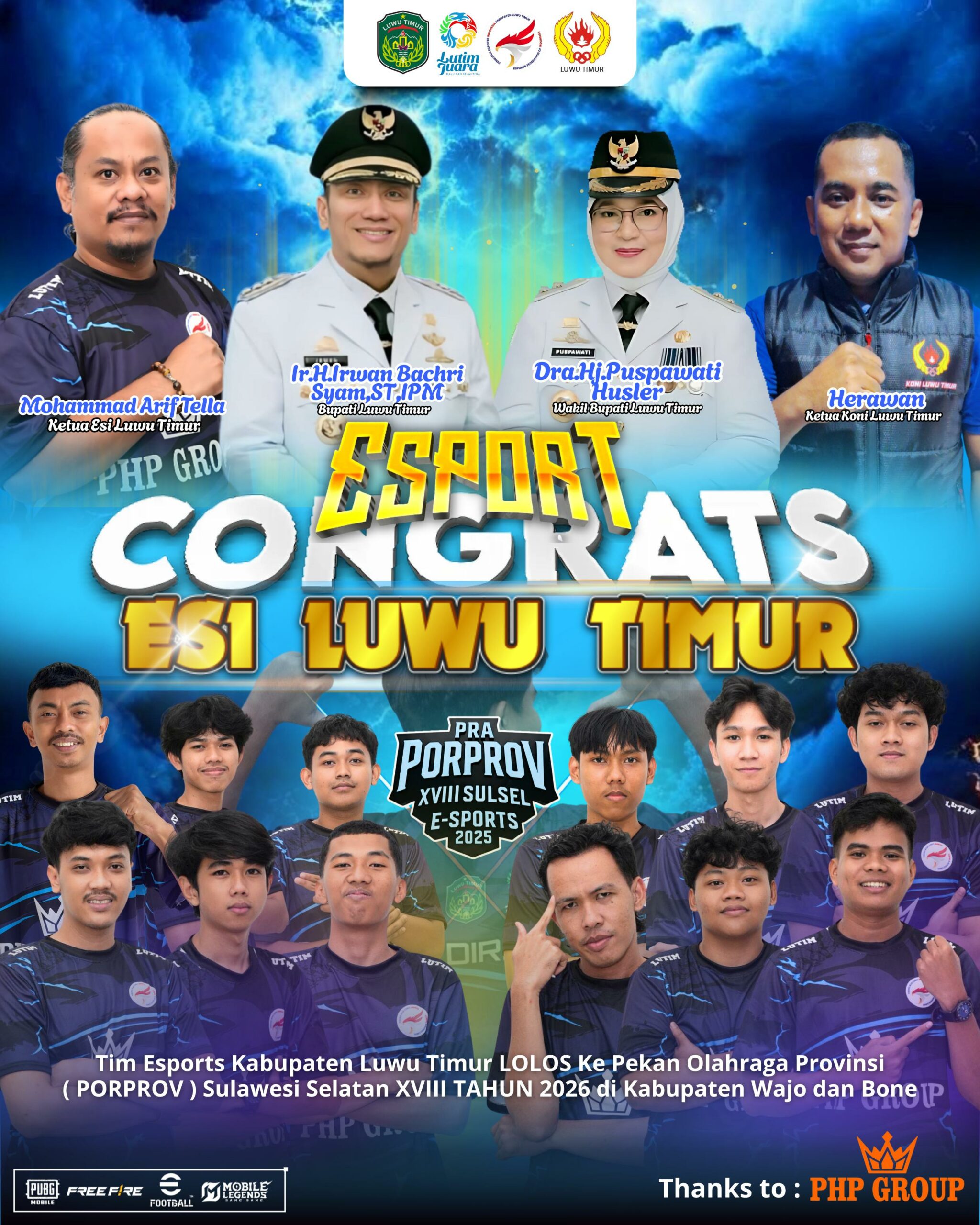 Dua Nomor Esport Luwu Timur Melaju ke Porprov XVIII Sulsel 2026