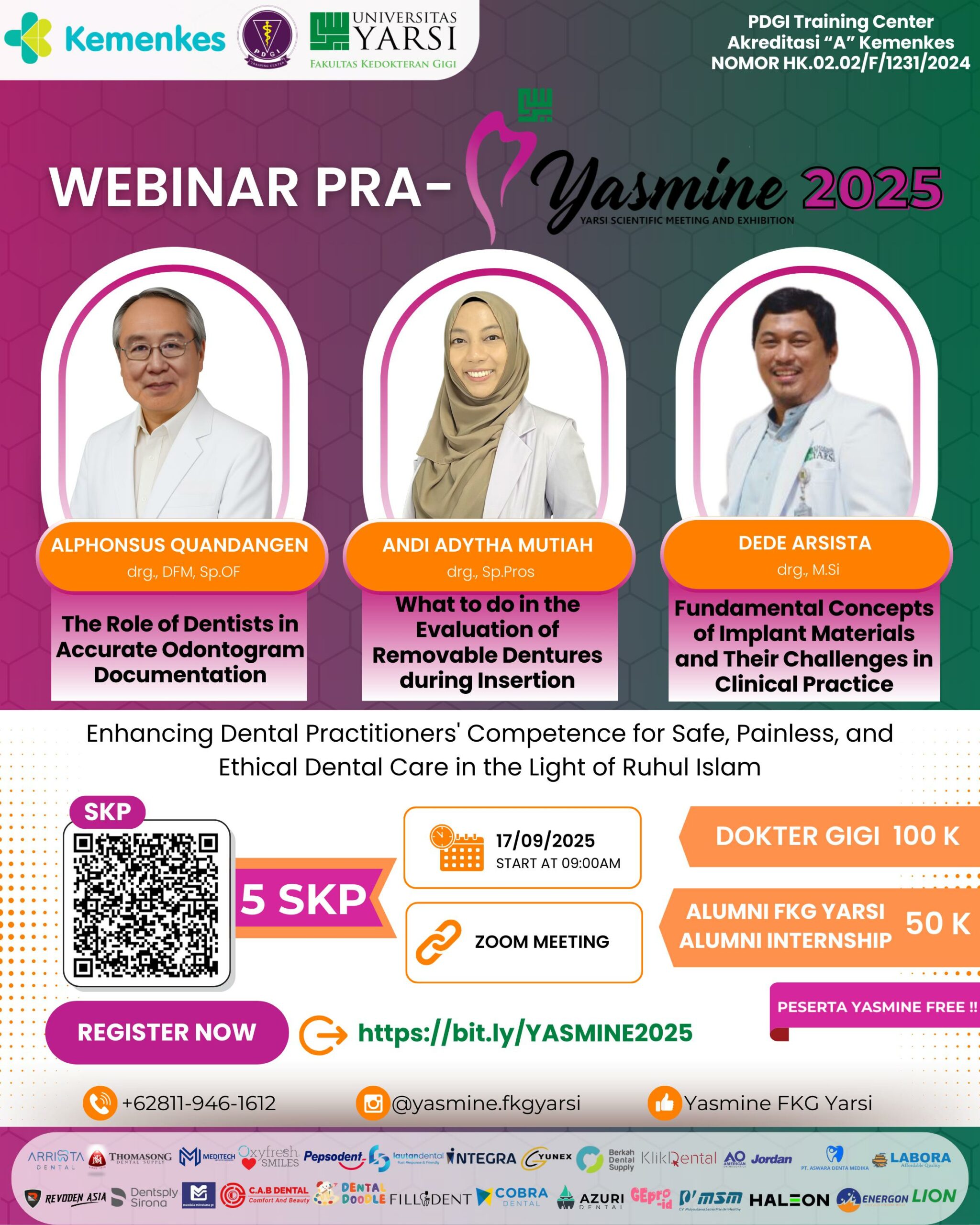 FKG YARSI Gelar Webinar Pra YASMINE 2025