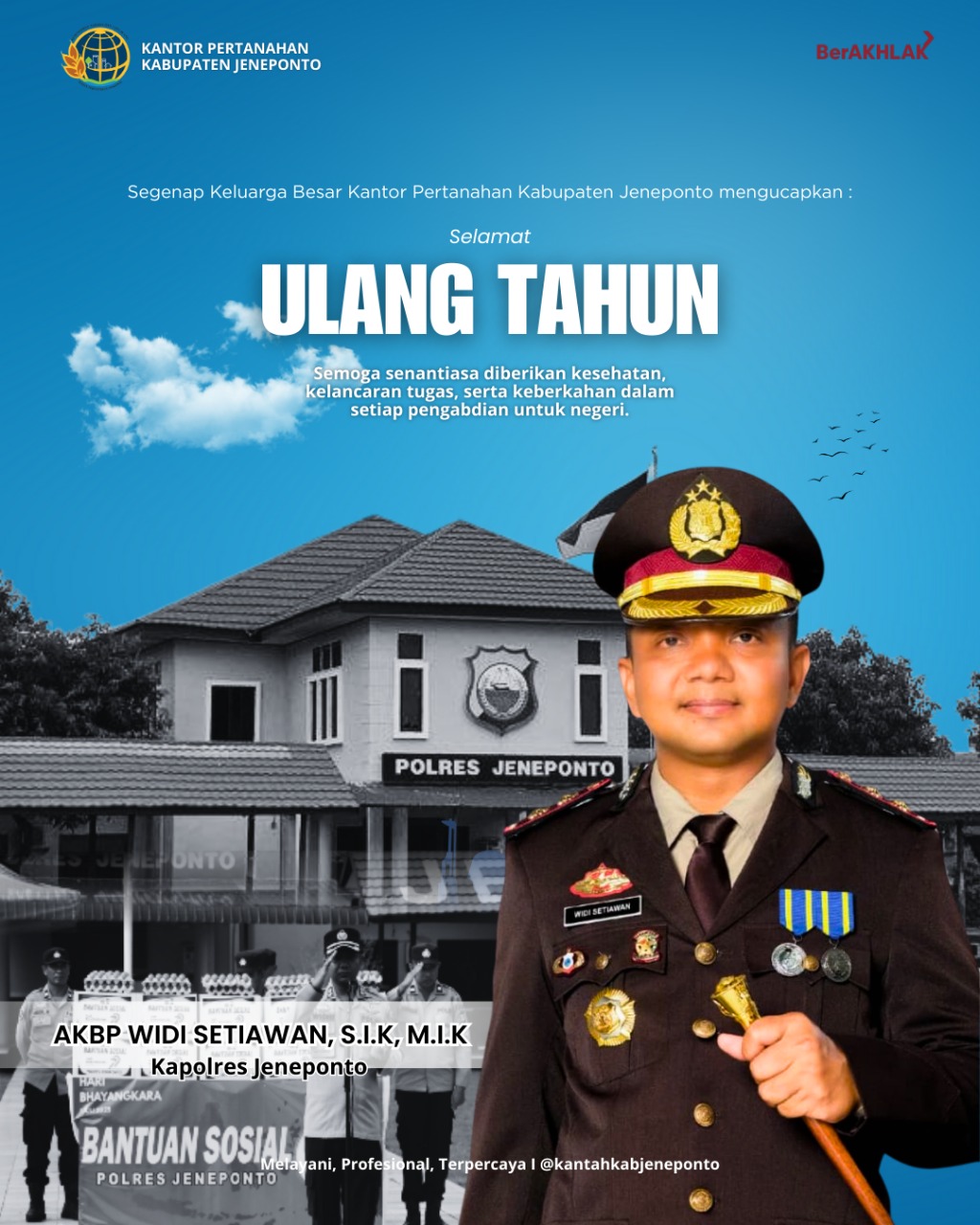 Kepala Kantor Pertanahan Kabupaten Jeneponto Ucapkan Selamat Ulang Tahun kepada Kapolres Jeneponto