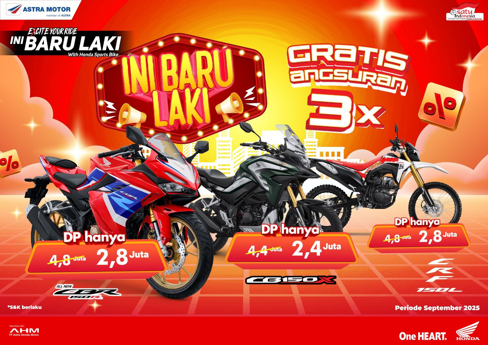 Promo “Ini Baru Laki” Kembali Hadir, Honda Sport Bike Bisa Dimiliki dengan DP Ringan