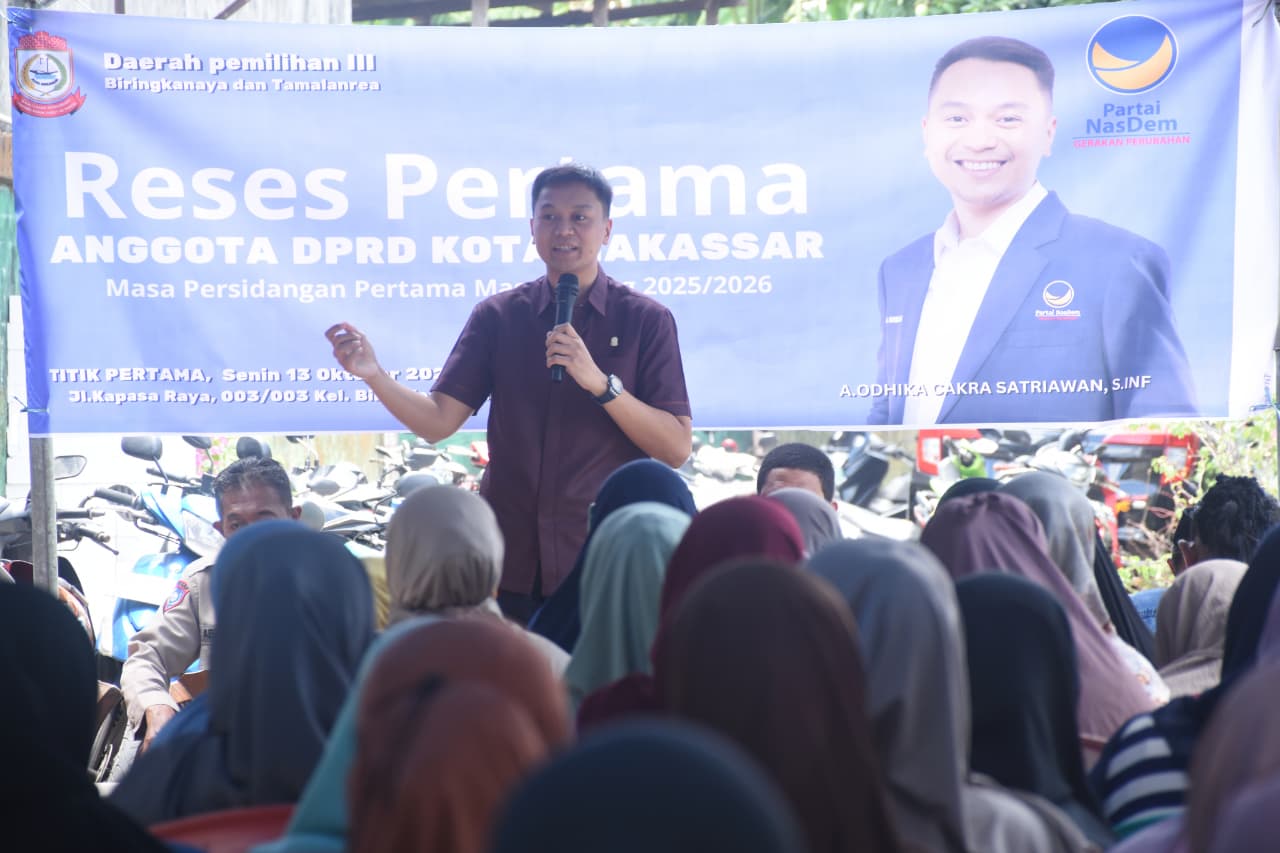 Anggota DPRD Makassar, Andi Odhika Cakra Satriawan Gelar Reses Perdana di Kelurahan Bira, Kecamatan Tamalanrea, Senin (13/10/2025).