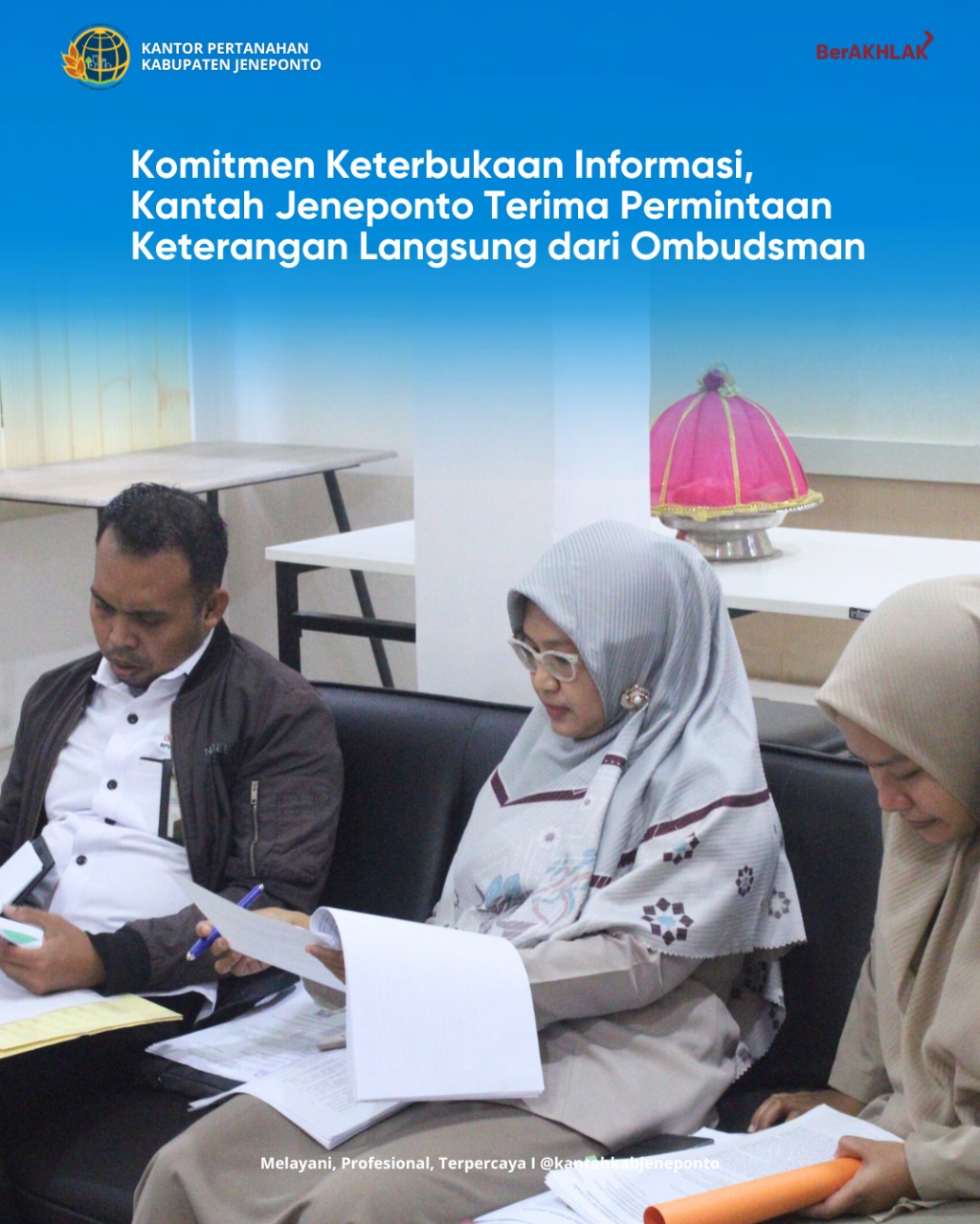 Kantor Pertanahan Jeneponto Dukung Transparansi, Terima Kunjungan Ombudsman RI Perwakilan Sulsel