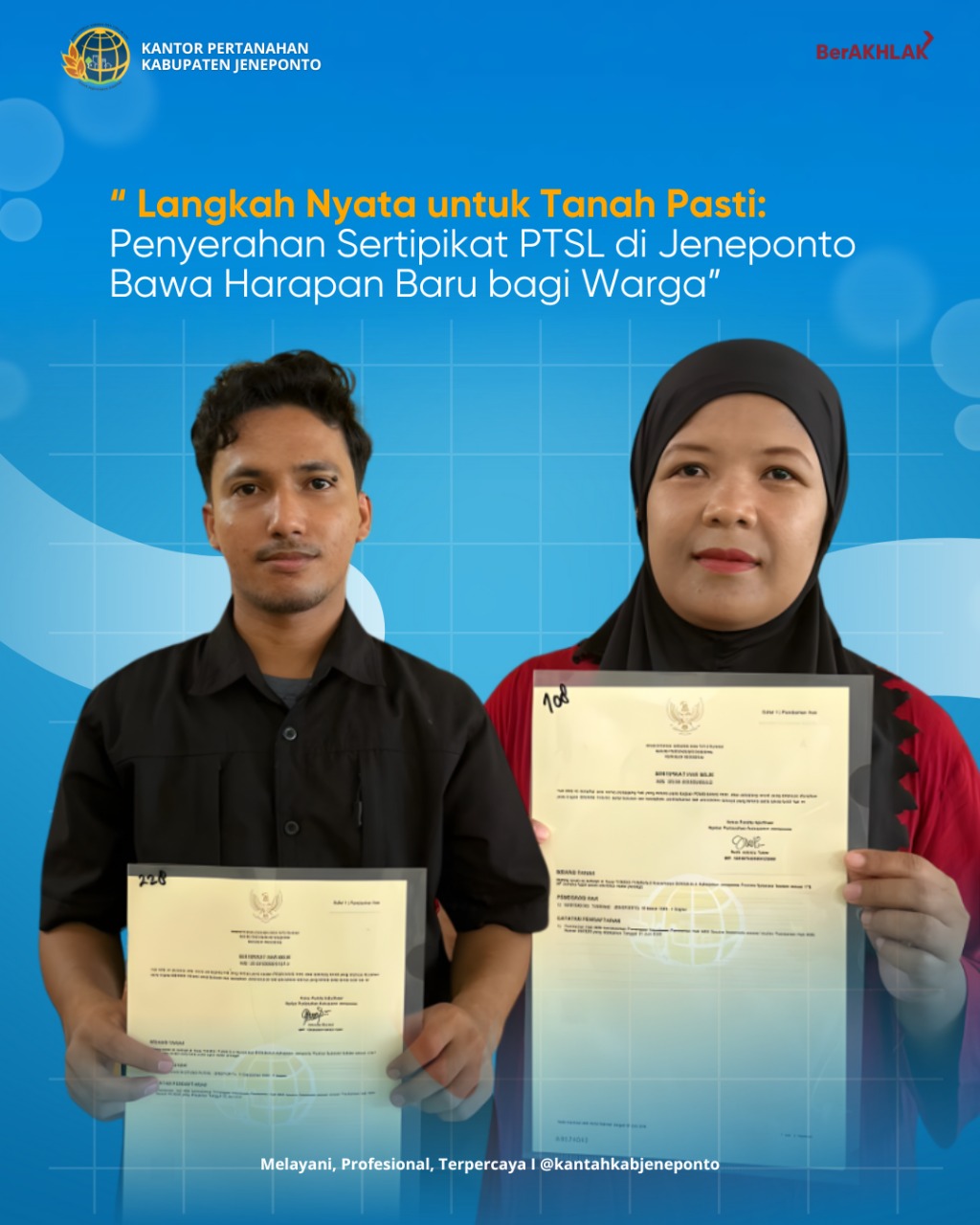 BPN Jeneponto Serahkan Sertipikat PTSL di Desa Tombo-Tombolo, Wujud Nyata Kepastian Hukum bagi Masyarakat