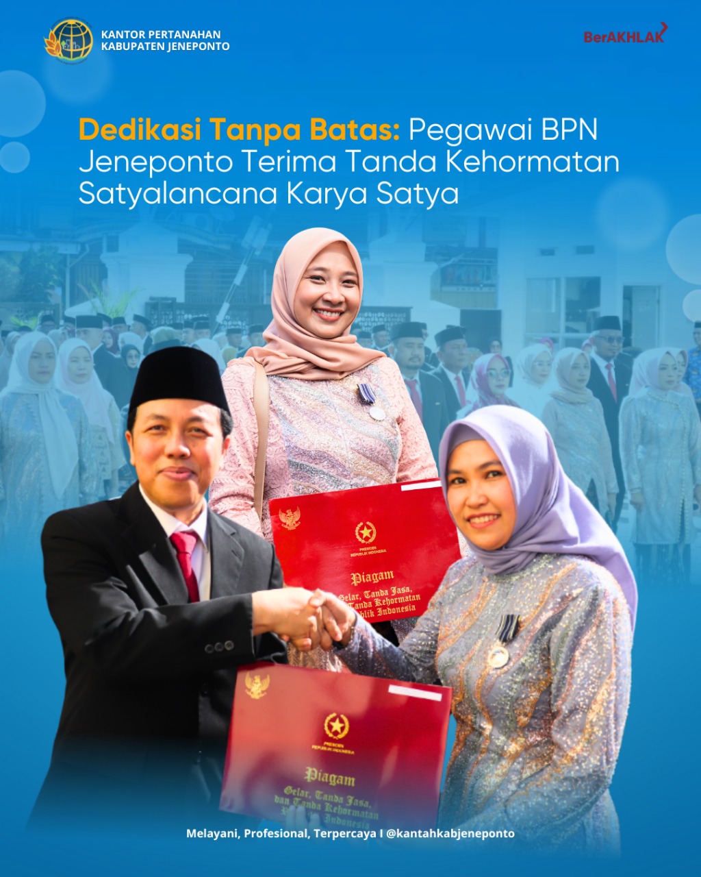 Pegawai Kantor Pertanahan Jeneponto Raih Tanda Kehormatan Satyalancana Karya Satya