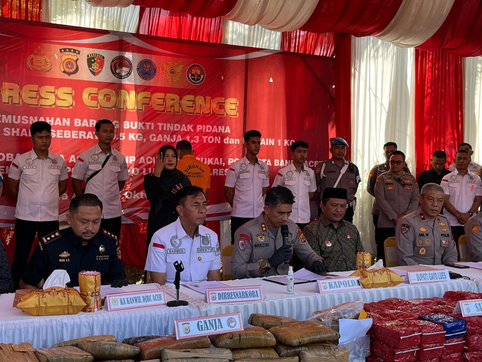 Polda Aceh Gagalkan Peredaran 80,5 Kg Sabu, 1,3 Ton Ganja, dan 1 Kg Kokain
