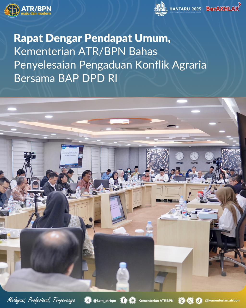 RDP Umum, Kementerian ATR/BPN Bahas Penyelesaian Pengaduan Konflik Agraria Bersama BAP DPD RI